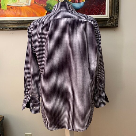 Bristol & Bull Men’s L Shirt Checkered Burgundy and White Button Down - Picture 12 of 12
